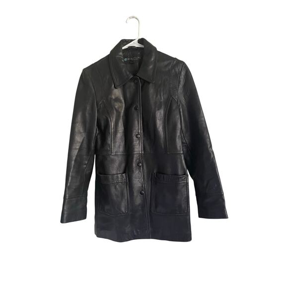 Kenneth Cole Reaction Womens/Teen Black Soft Leather Jacket Size Small classic - Picture 1 of 9